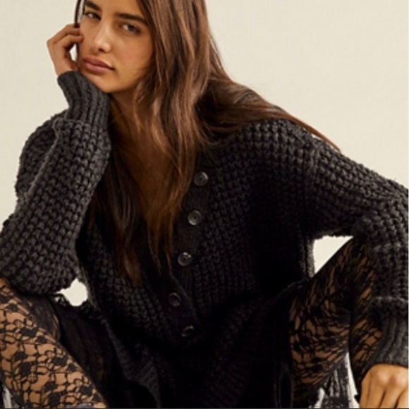 Free People Sweaters - 🔺S0LD🔺Free People Whistletop Henley • in Sunflower (WASHED BLACK) NWT 🦅